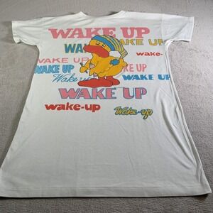 Vintage B.J. Frog Sleepshirt Womens One Size White Wake Up‎ Duck Graphic 80s